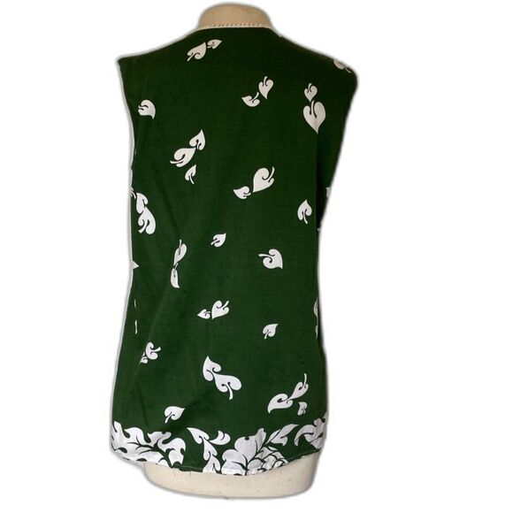 VTG Casual Aire Reef Towers Hawaiian Tiki Village Button Front Green Blouse - Picture 2 of 12
